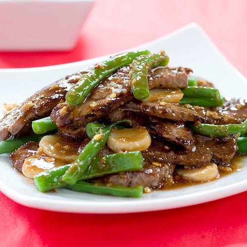 123. Beef with Peapods & Water Chestnuts.