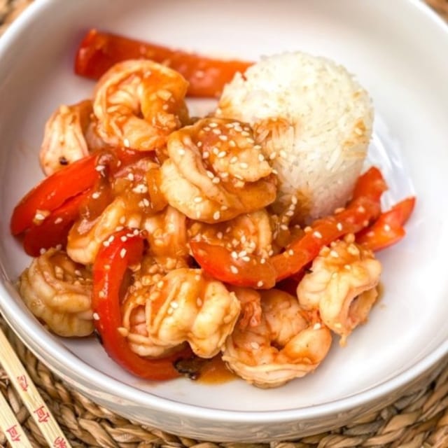 112. Szechuan Shrimp 🌶️ 🥜.
